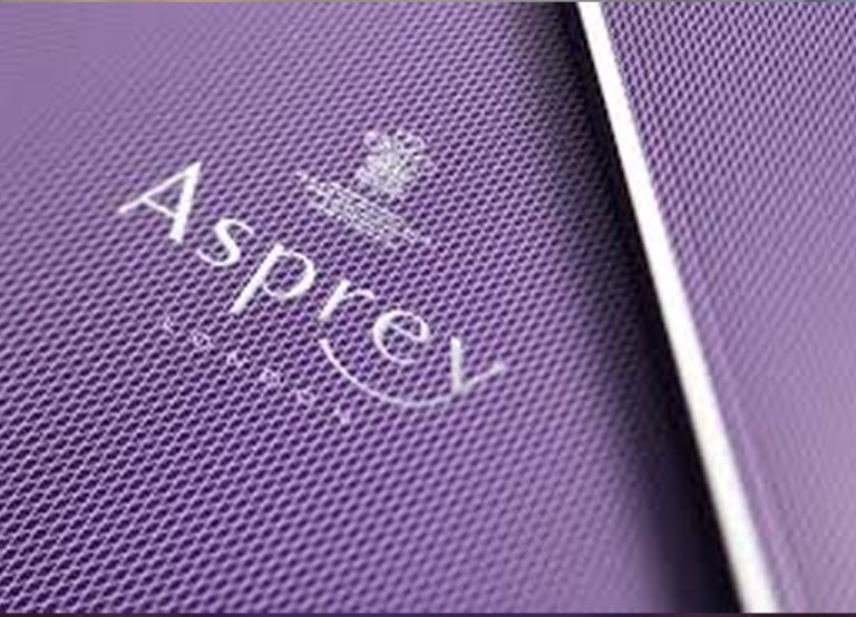 Asprey London logo on purple textured packaging