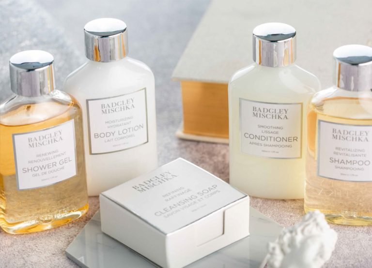 Badgley Mischka shower gel, body lotion, conditioner, shampoo and cleansing soap