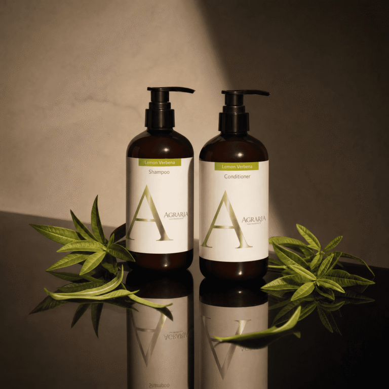 Agraria 360 ml shampoo and conditioner with green leaves