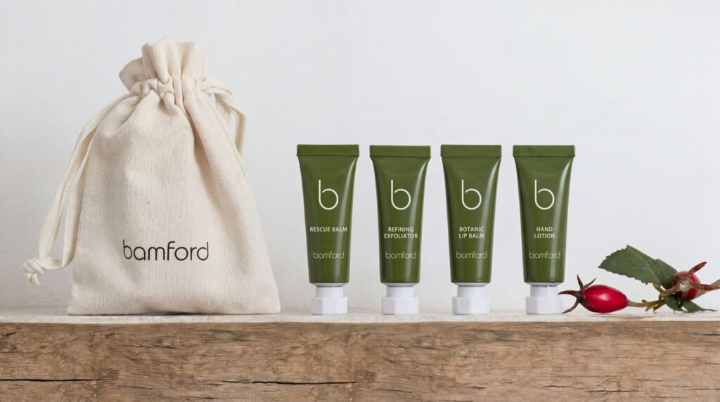 Bamford turndown amenities with a cotton pouch