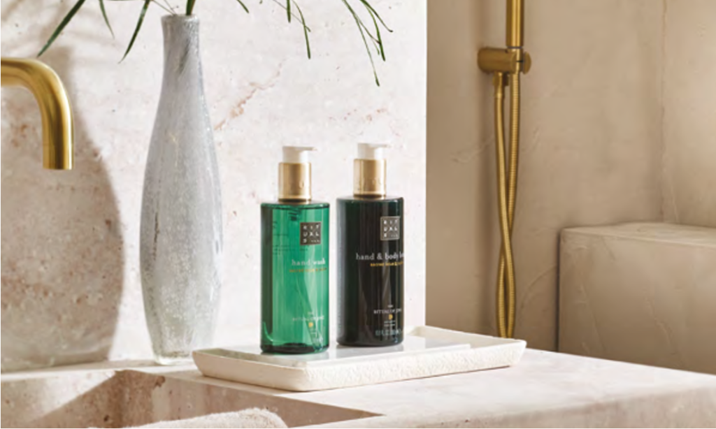 Rituals pump bottles on a bathroom counter