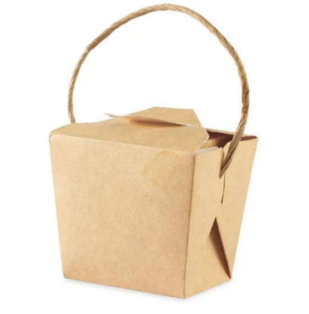 Kraft paper takeout box with a handle
