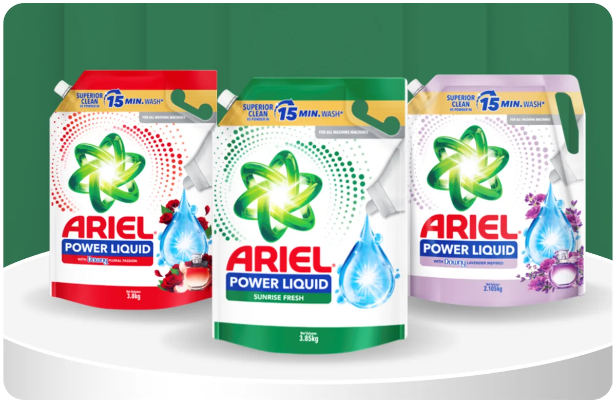 Ariel liquid detergent, refill pouch