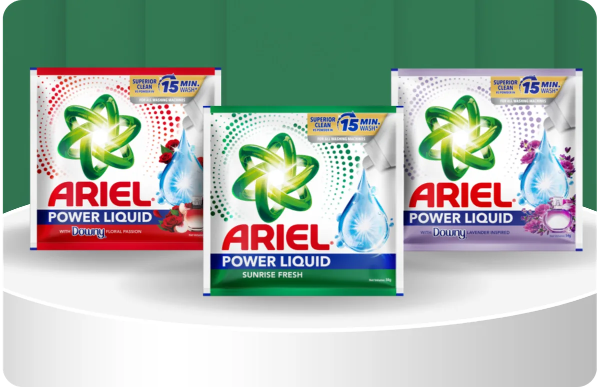 Ariel liquid detergent, sachet